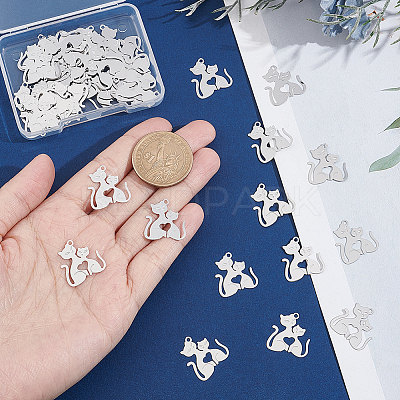 50Pcs 304 Stainless Steel Filigree Pendants STAS-UN0042-11-1