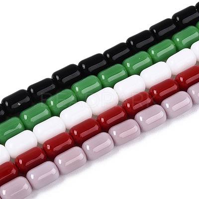 Opaque Solid Color Glass Beads Strands GLAA-N058-4x6mm-B01-1