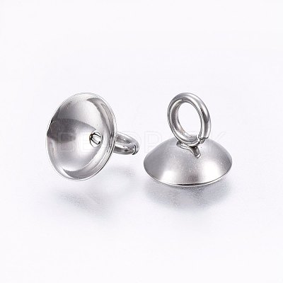201 Stainless Steel Bead Cap Pendant Bails STAS-I095-32P-B-1