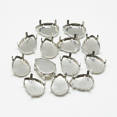 Non-Tarnish 201 Stainless Steel Sew on Prong Settings STAS-T032-02-18x25mm-1
