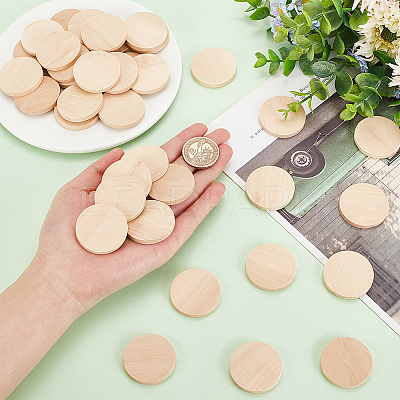 Flat Round Wooden Cabochons WOOD-WH0024-111-1