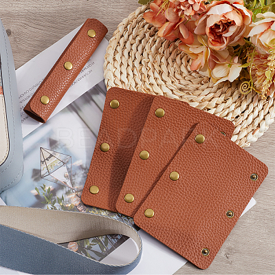 4Pcs Rectangle PU Leather Bag Handles Protective Sleeve FIND-GF0006-48A-1
