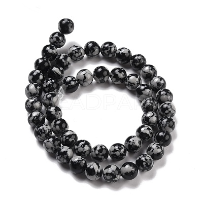Synthetic Snowflake Obsidian Beads Strands G-E568-03C-1
