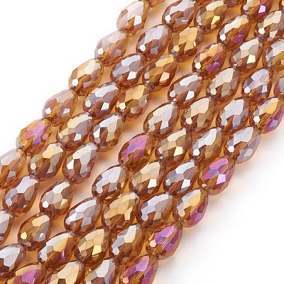Electroplate Glass Beads Strands EGLA-D015-12x8mm-21-1