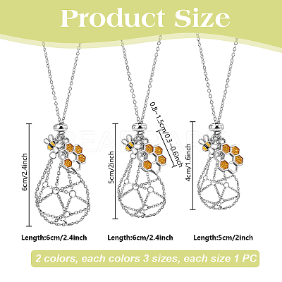 6Pcs 6 Styles Adjustable 304 Stainless Steel Macrame Pouch Necklaces NJEW-PH01581-1