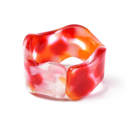 Resin Wave Cuff Ring RJEW-T022-011-1