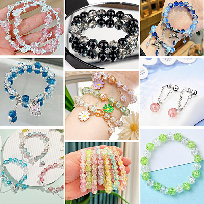 450Pcs 4 Styles Spray Painted Crackle Glass Beads CCG-PA0001-09B-1