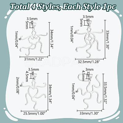 4Pcs 4 Styles Brass Pendant Cabochon Settings KK-PH0010-44P-1