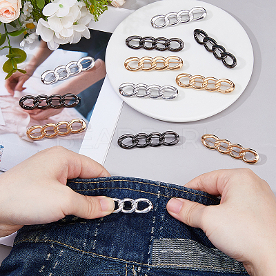 9Pcs 3 Colors Oval Link Chain Alloy Adjustable Jean Button Pins FIND-DC0007-87-1