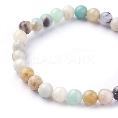 Natural Flower Amazonite Beads Stretch Bracelets BJEW-F380-01-A09-1