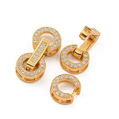 925 Sterling Silver Micro Pave Clear Cubic Zirconia Fold Over Clasps STER-U001-20G-1