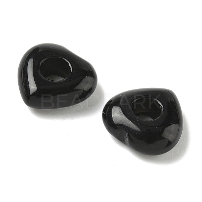 Natural Black Obsidian European Beads G-C252-01A-1