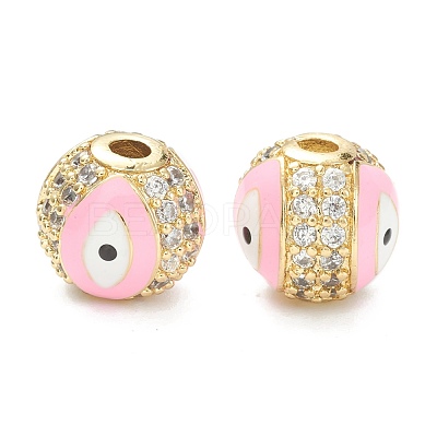 Brass Micro Pave Cubic Zirconia Beads ZIRC-A019-16G-A-1