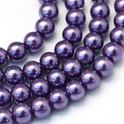 Baking Paint Pearlized Glass Pearl Round Bead Strands HY-Q003-10mm-59-1