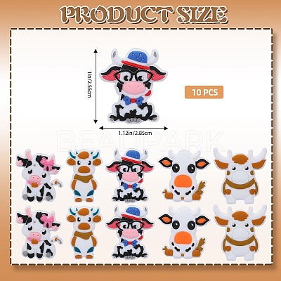 10Pcs 5 Styles Cattle Food Grade Eco-Friendly Silicone Beads SIL-SZ0001-69-1