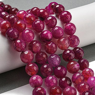 Faceted Natural Dragon Veins Agate Beads Strands G-F447-12mm-P01-1