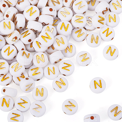 500Pcs Plating Acrylic Beads PACR-TADJ0001-01N-1