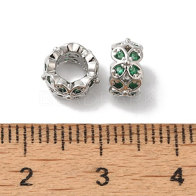 Long-Lasting Plated Brass Micro Pave Clear Cubic Zirconia Beads KK-K381-18B-P-1