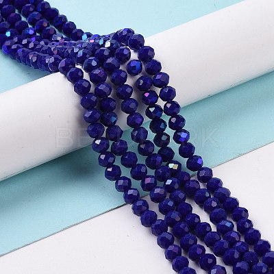 Electroplate Opaque Solid Color Glass Beads Strands EGLA-A034-P2mm-L12-1