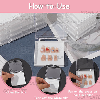 9Pcs Plastic Fake Nail Tips Storage Box CON-SP0001-15B-1