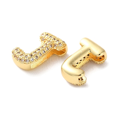 Rack Plating Brass Micro Pave Cubic Zirconia Slide Charms KK-C084-34G-J-1