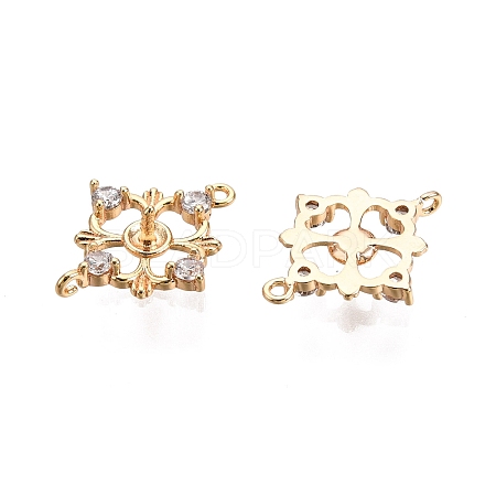 Brass Pave Clear Cubic Zirconia Connector Charm KK-C005-05G-1