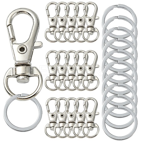 DIY Alloy Swivel Lobster Claw Clasps & Iron Split Key Rings Keychain Finding Kits DIY-YW0010-44P-1