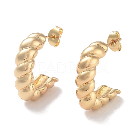 Brass Twist Half Round Stud Earrings EJEW-M239-05G-1