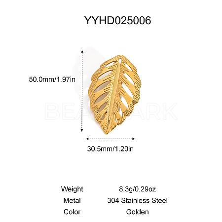 Stainless Steel Hollow Leaf Alligator Hair Clips for Women IK7131-4-1