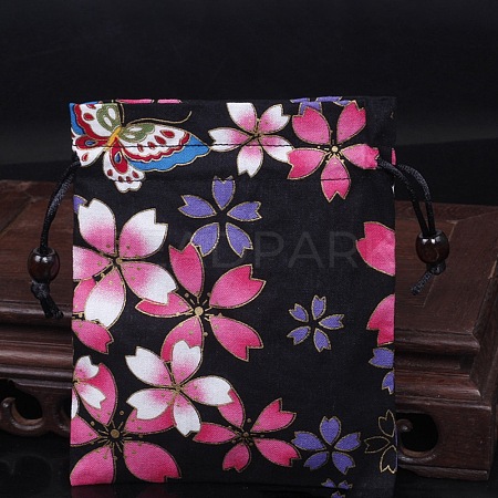 Chinese Style Rectangle Cloth Printed Drawstring Gift Bags PW-WG9C527-09-1