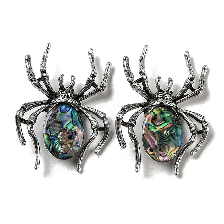 Dual-use Items Alloy Pave Dyed Shell Spider Brooch JEWB-C026-04B-AS-1