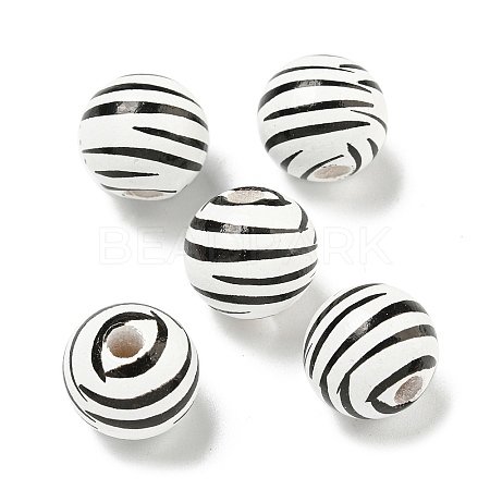 Printed Wood European Beads WOOD-G022-14A-1