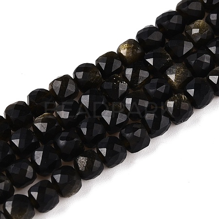 Natural Golden Sheen Obsidian Beads Strands G-N342-110-1