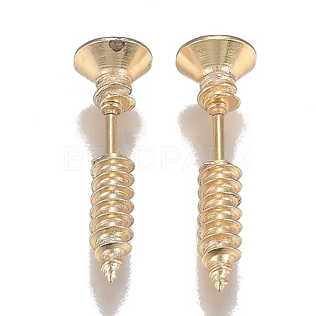 PVD Vacuum Plating 304 Stainless Steel Unisex Punk Hip-hop Rock Nail Shape Screw Pierced Stud Earrings EJEW-F261-01F-1