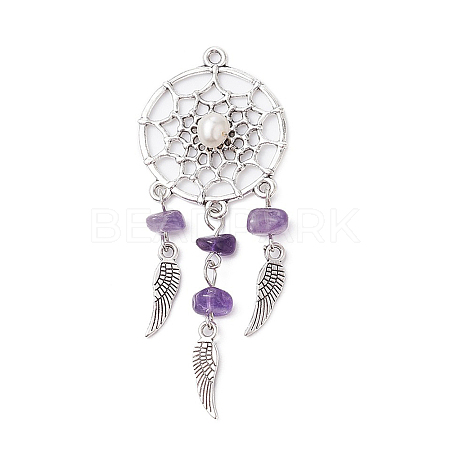 Natural Amethyst Chip Big Pendants PALLOY-AL0070-01-1