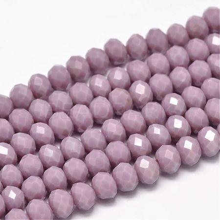 Faceted Rondelle Glass Beads Strands X-GLAA-I033-8mm-20-1