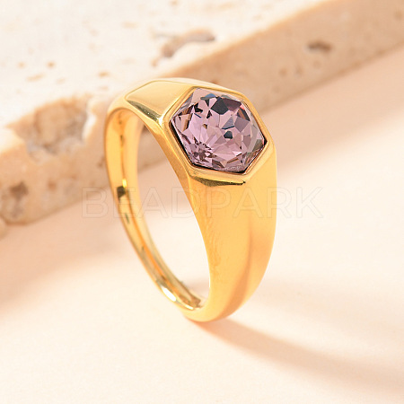 304 Stainless Steel with Cubic Zirconia Finger Rings FS-WG76F9A-21-1