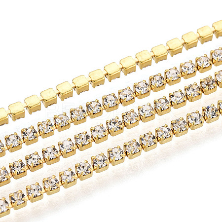 Brass Rhinestone Strass Chains CHC-T001-SS4.5-01G-1