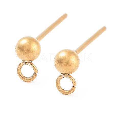 Ion Plating(IP) 304 Stainless Steel Ball Post Stud Earring Findings STAS-E163-44G-01-1