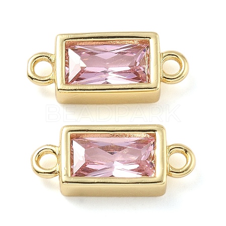Brass Pave Glass Rectangle Connector Charms KK-H002-06G-03-1