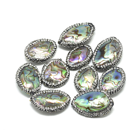 Teardrop Natural Paua Shell Pearl Beads SSHEL-F291-28-1