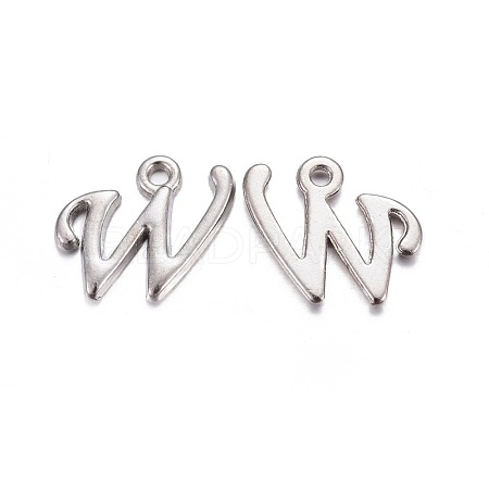Platinum Plated Alloy Letter Pendants PALLOY-J718-01P-W-1