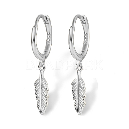 Rhodium Plated 925 Sterling Silver Dangle Hoop Earrings RO4900-2-1