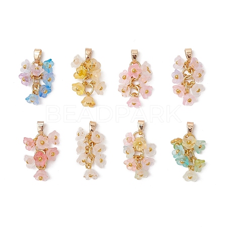 8Pcs Flower Acrylic Charms PALLOY-JF03591-1