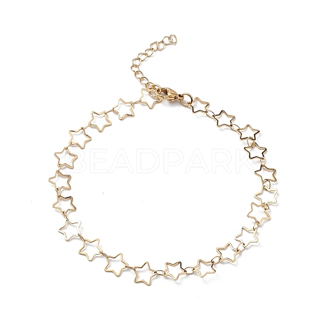 Ion Plating(IP) 304 Stainless Steel Star Link Chain Anklets for Men Women STAS-B039-14G-1