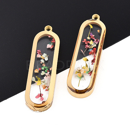 304 Stainless Steel Epoxy Resin Pendants STAS-T072-33-1