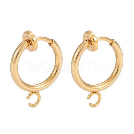 Brass Clip-on Hoop Earring Findings X-KK-P102-01G-1
