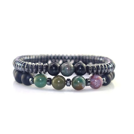 Volcano Stone Black Gallstone Bracelet Set Combination Hip Hop Elastic Bracelet Bracelet Bracelet MV1317-3-1