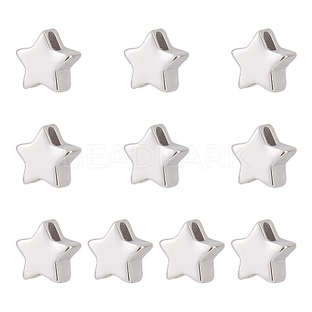 10Pcs Rhodium Plated 925 Sterling Silver Beads FIND-GO0002-59-1