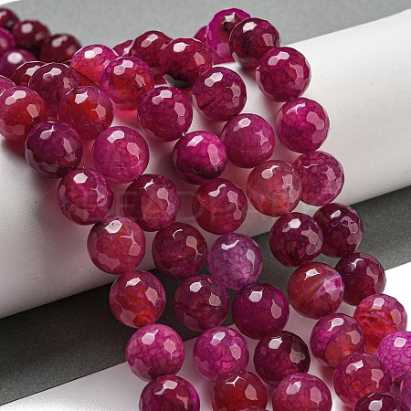 Faceted Natural Dragon Veins Agate Beads Strands G-F447-12mm-P01-1